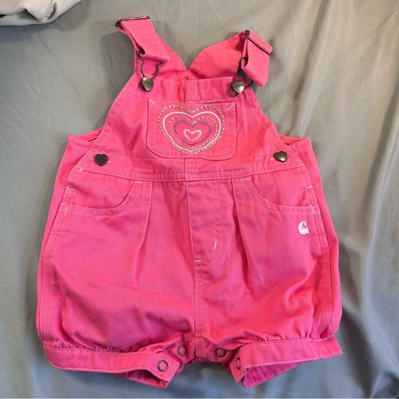 Carhartt Other - Carhartt Bright Pink Kids Overalls Girls size 12M Shortalls